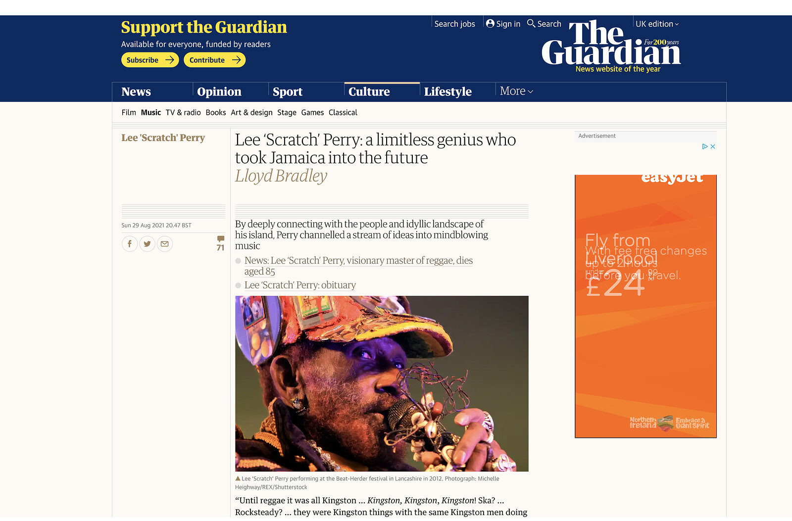 Lee Scratch Perry Live at Beat Herder 2012 (Archive) - The Guardian Sept 2021